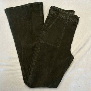 American Eagle Super High Rise Cord Flare Green